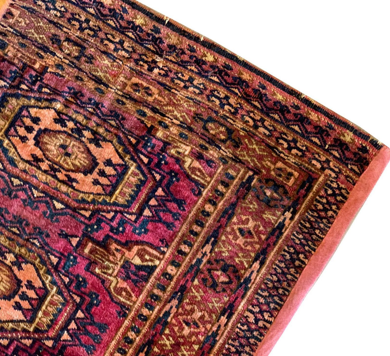 Antique Rugs Handmade Turkmen Carpet Oriental Pink Silk Area Rug photo Textiles