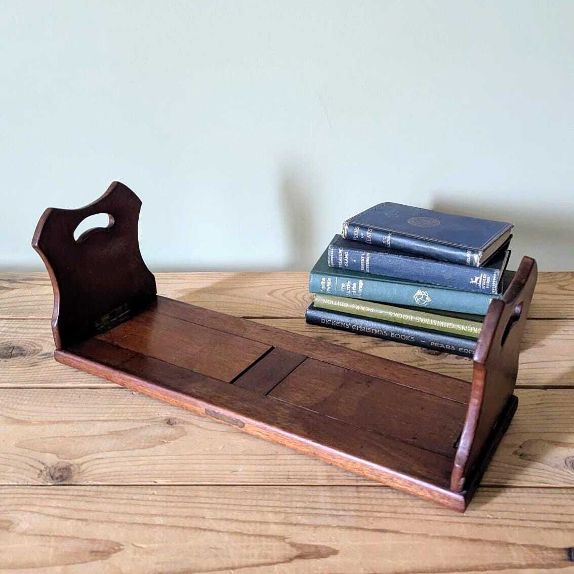 An Antique Mahogany Book Slide C1900   Book Stand Desk Tidy Bookends Books photo vinterior