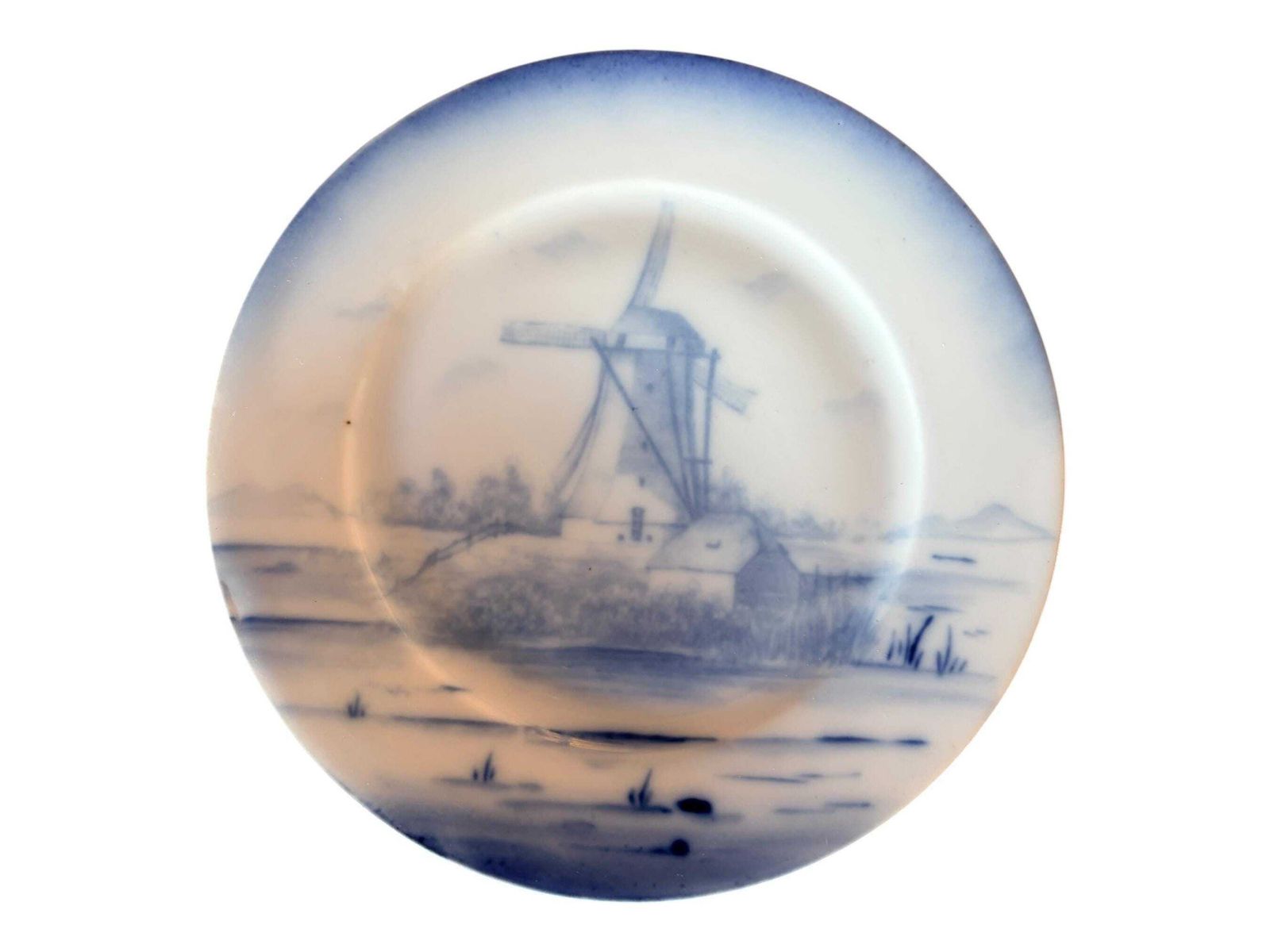 Antique Victoria Carlsbad Austria Blue & White Scenic Plates Set | Porcelain C.1891–1918 | Delft Style Landscape Design photo vinterior