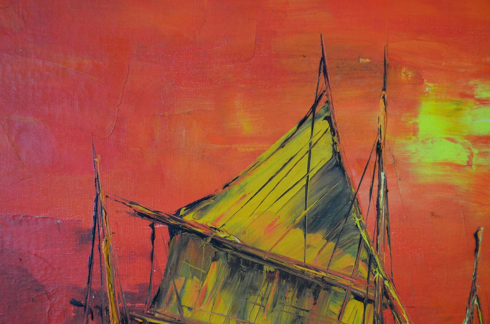 Vintage Seascape Oil On Board   Ricky Leung photo for sale