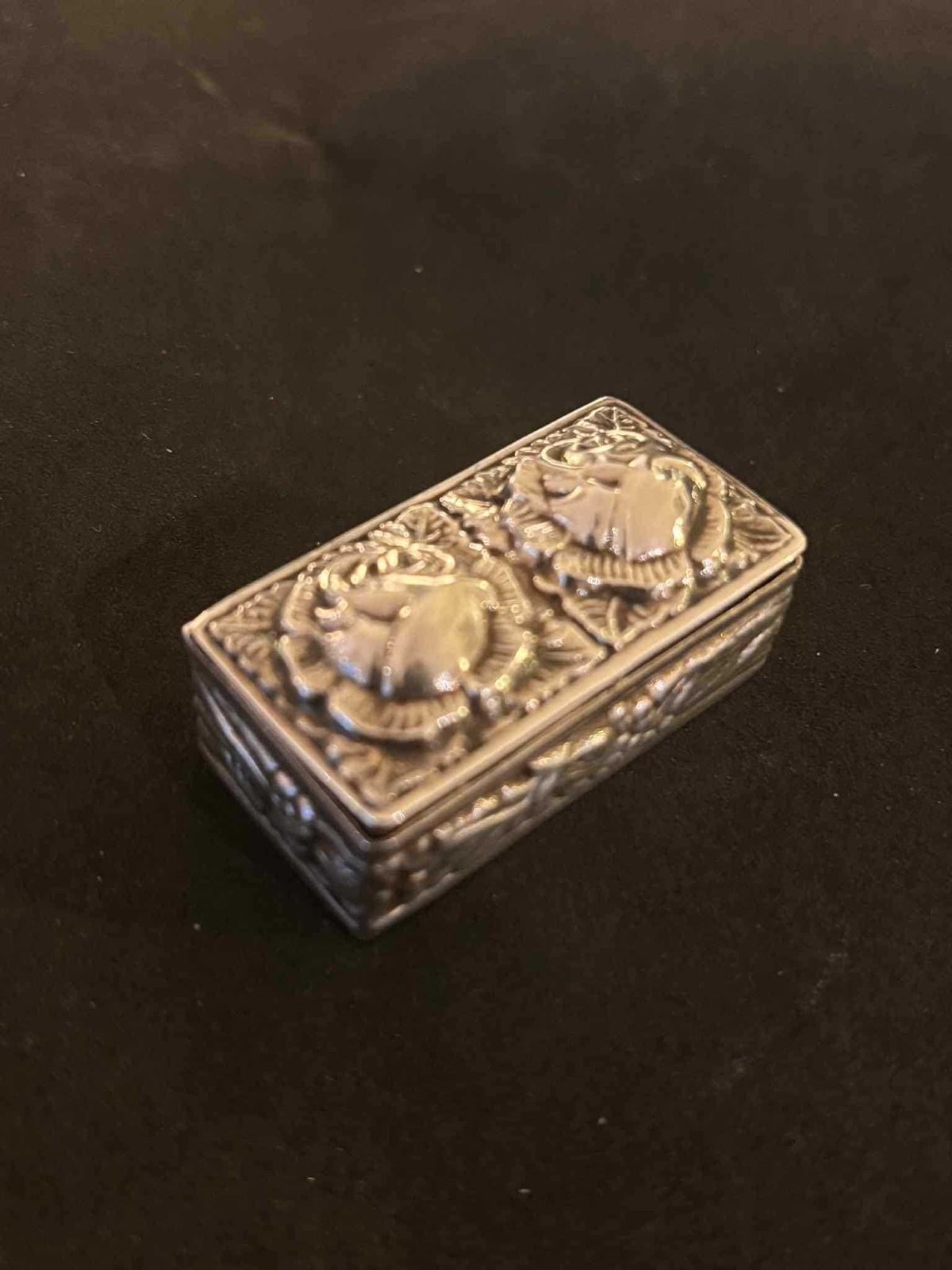 photo furniture Antique Sterling Silver Box 925 – Minerva Head – Romantic Hand Repoussé Floral Design – C. 1930