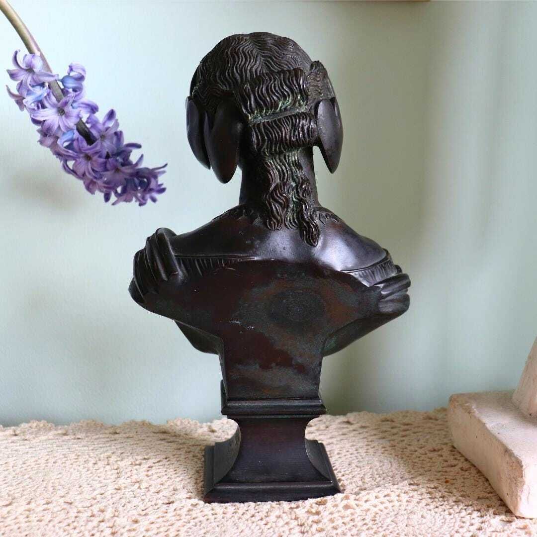 photo furniture Antique Victorian Neoclassical Cast Bronze Bust Of Sapho After Pradier C Late 1800's.