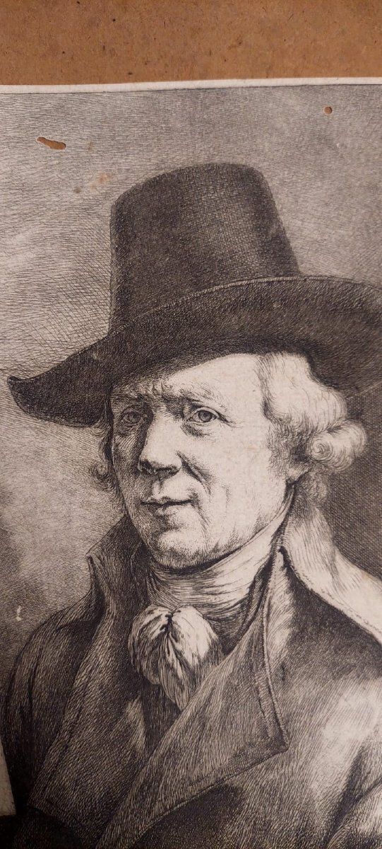 Self Portrait Of Jean Jacques De Boisseau, 1796. Very Rare. Etching Printed On Laid Paper. photo furniture