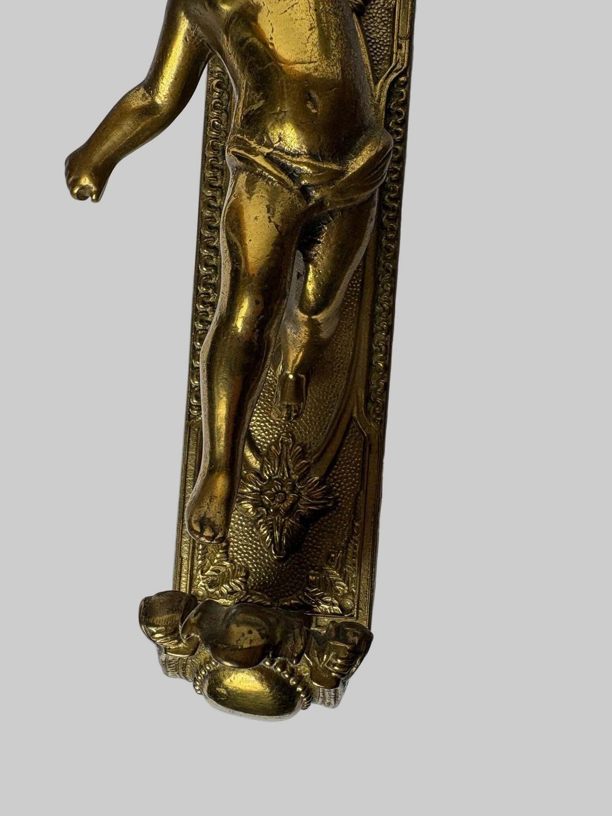 photo furniture Pair Of Antique Gilt Brass Figural Wall Sconces / Candle Style Wall Lights (31cm)