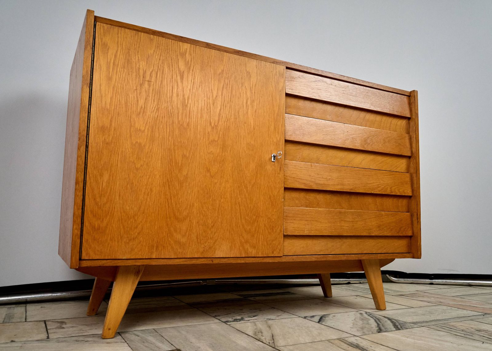 521.0 Vintage Oak Sideboard By Jiří Jiroutek, 1960s, Czechoslovakia photo