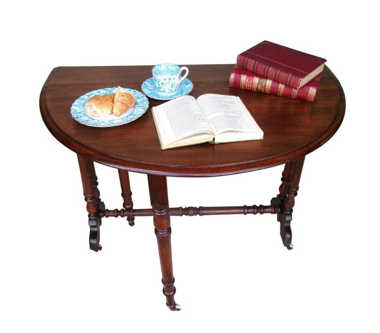 C1870 Baby Sutherland Table, Antique Drop Leaf Tea Table, Victorian Furniture