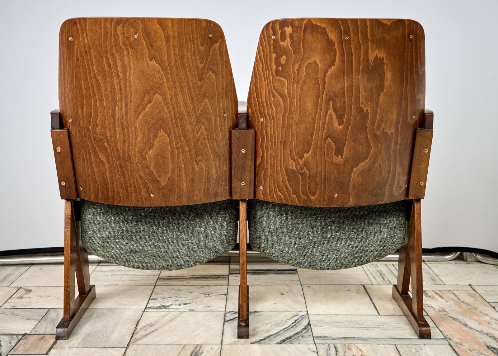 Furniture Vintage Green Folding Cinema Chairs, 1970s Czechoslovakia photo