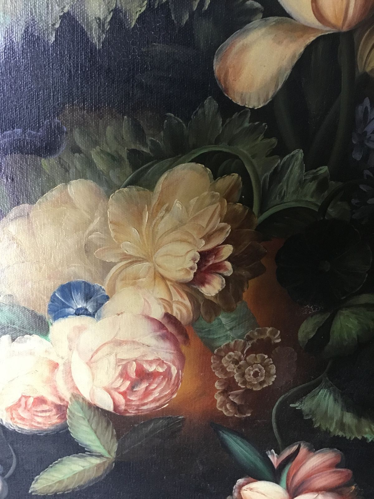 Dutch Oil On Canvas Still Life Flowers photo furniture