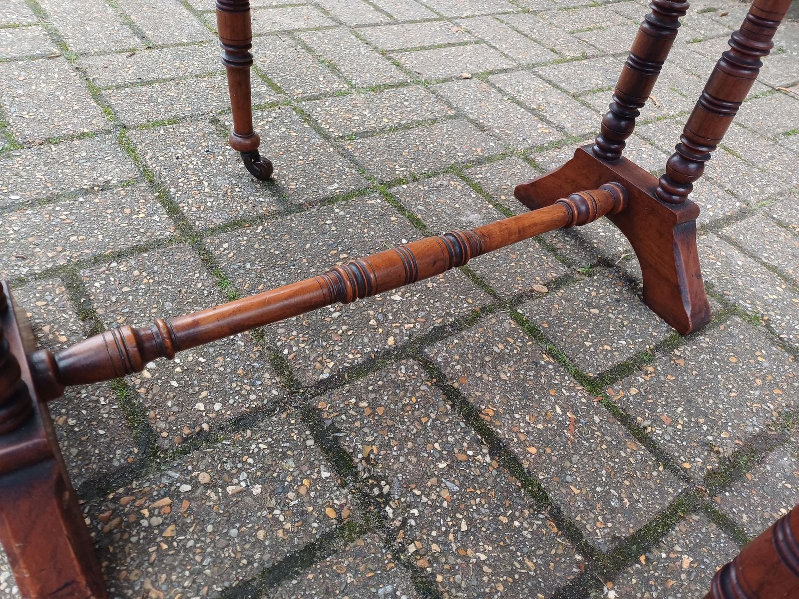 Victorian Mahogany Sutherland Table Drop Leaf Occasional Side Table Sofa Table Turned Base Brass Porcelain Castors Antique photo vinterior