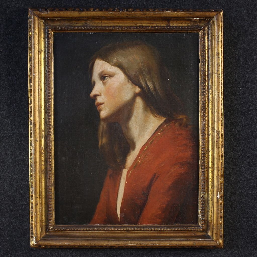 19th Century Italian Painting, Portrait Of A Young Girl