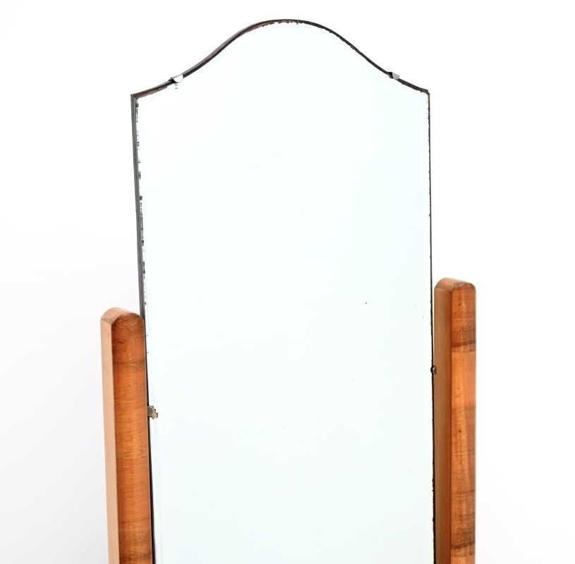 Art Deco Figured Walnut Cheval Floor Mirror photo vinterior