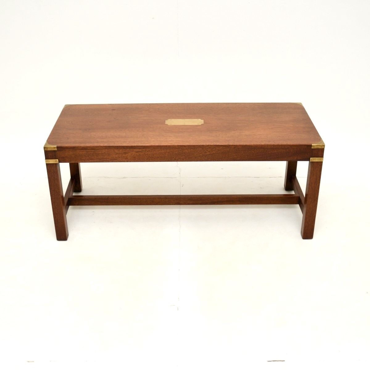 Antique Mahogany And Brass Military Campaign Style Coffee Table photo furniture