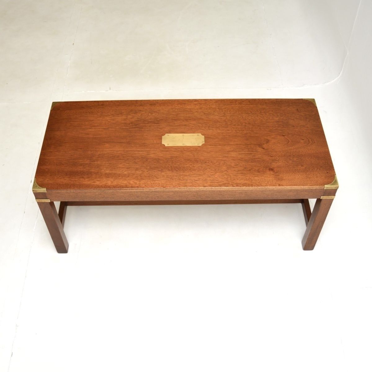 Antique Mahogany And Brass Military Campaign Style Coffee Table photo for sale
