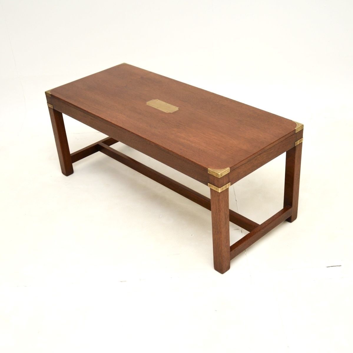 Antique Mahogany And Brass Military Campaign Style Coffee Table photo Furniture