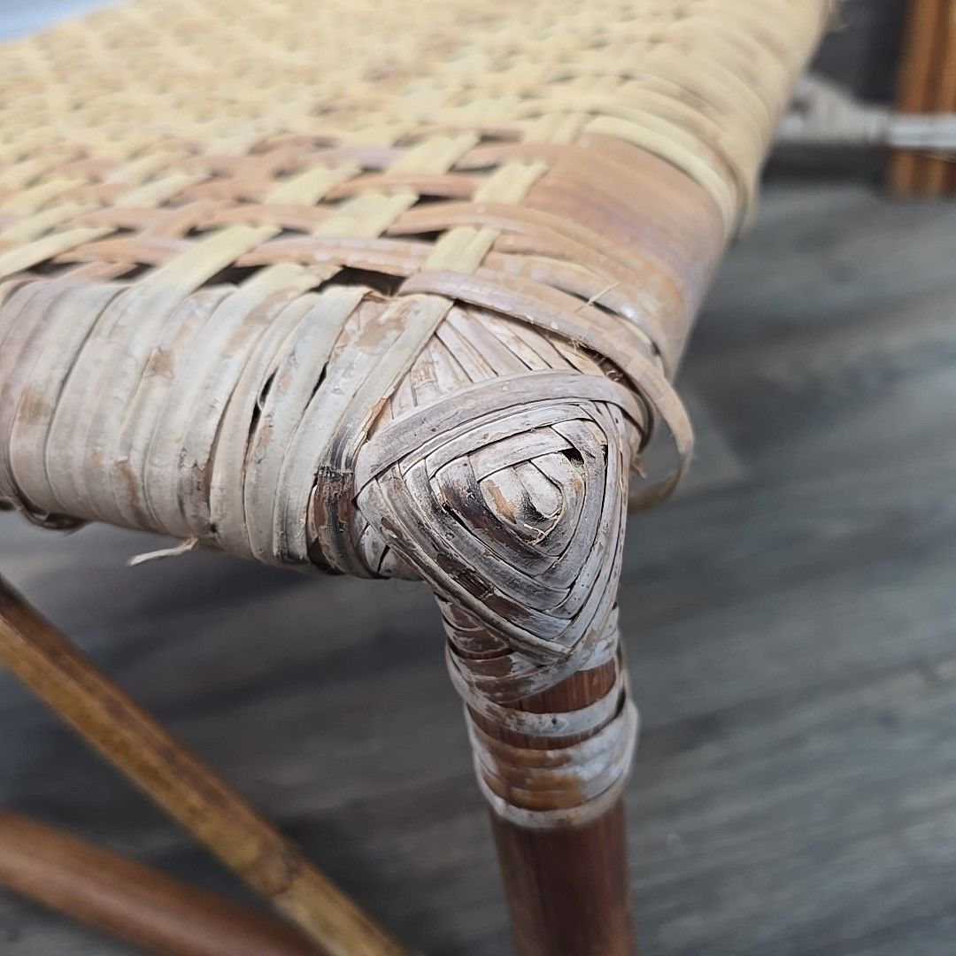 Vintage Lounge Chairs Pair 2 Rattan Sun  Mid Century – Retro Cane Recliner Set photo vintage