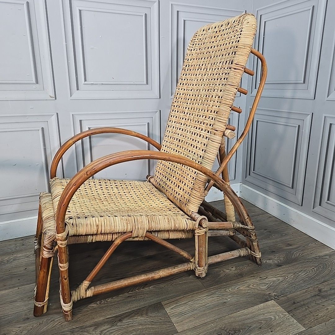Furniture Vintage Lounge Chairs Pair 2 Rattan Sun  Mid Century – Retro Cane Recliner Set photo