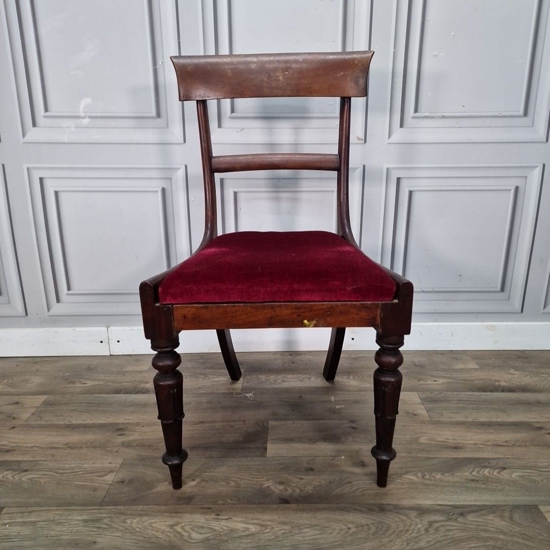 Antique Dining Chair Mahogany – Upholstered Seat Carved Legs 19th Century photo for sale