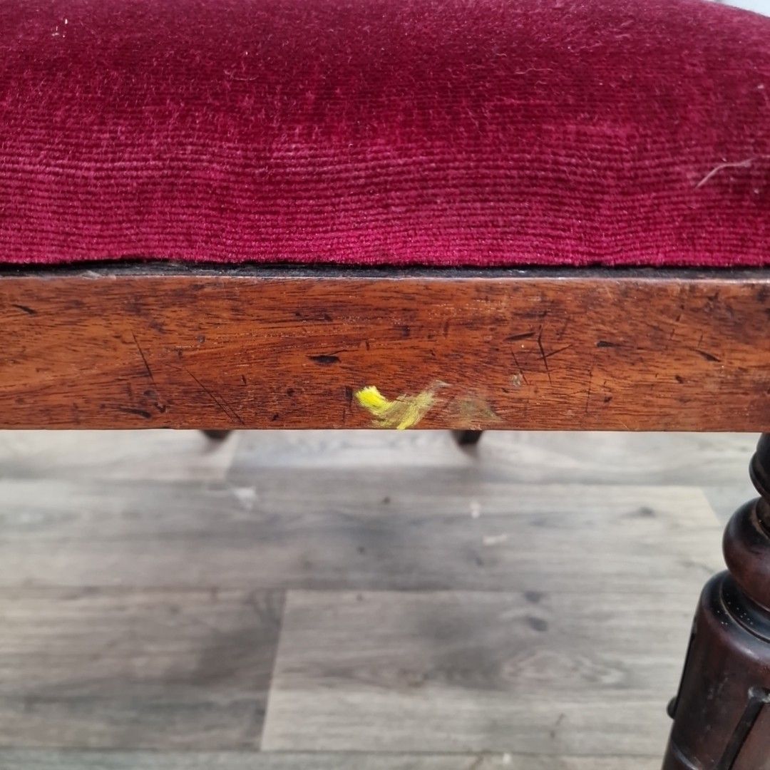 Antique Dining Chair Mahogany – Upholstered Seat Carved Legs 19th Century photo vintage