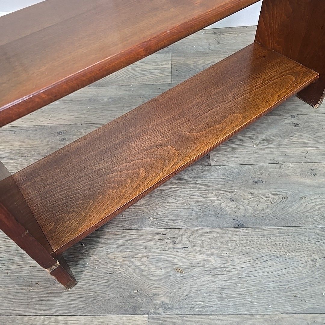 Vintage Mid Century Bookcase Oak Veneer – Shelves – School / Utility Shelf Retro photo vinterior