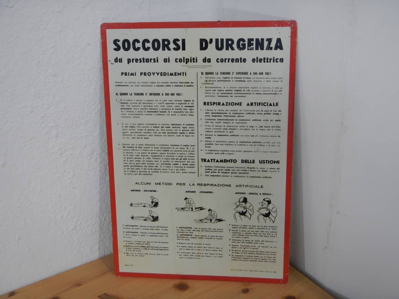 Electric Shock Rescue Sign, 1950s