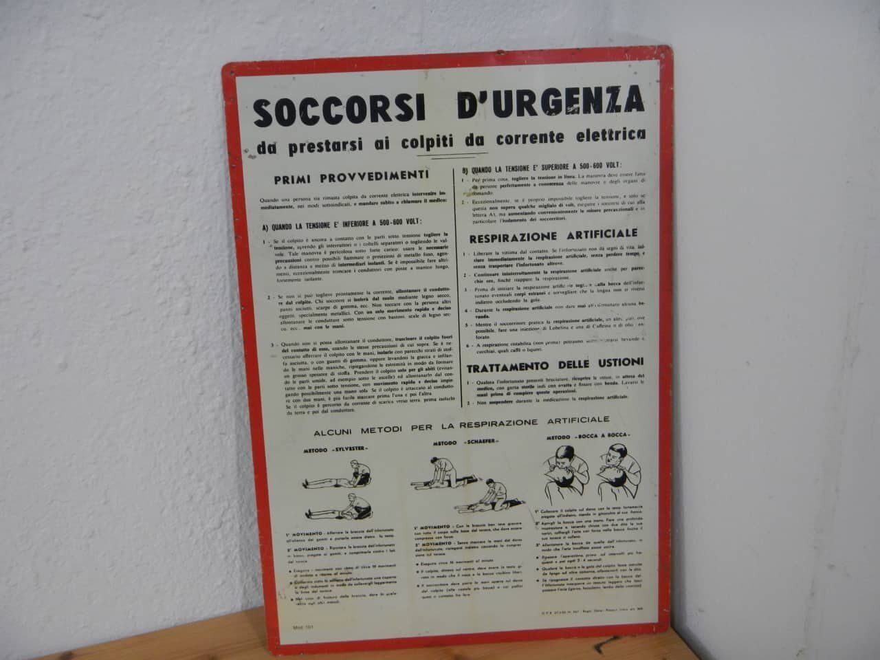 Electric Shock Rescue Sign, 1950s photo furniture