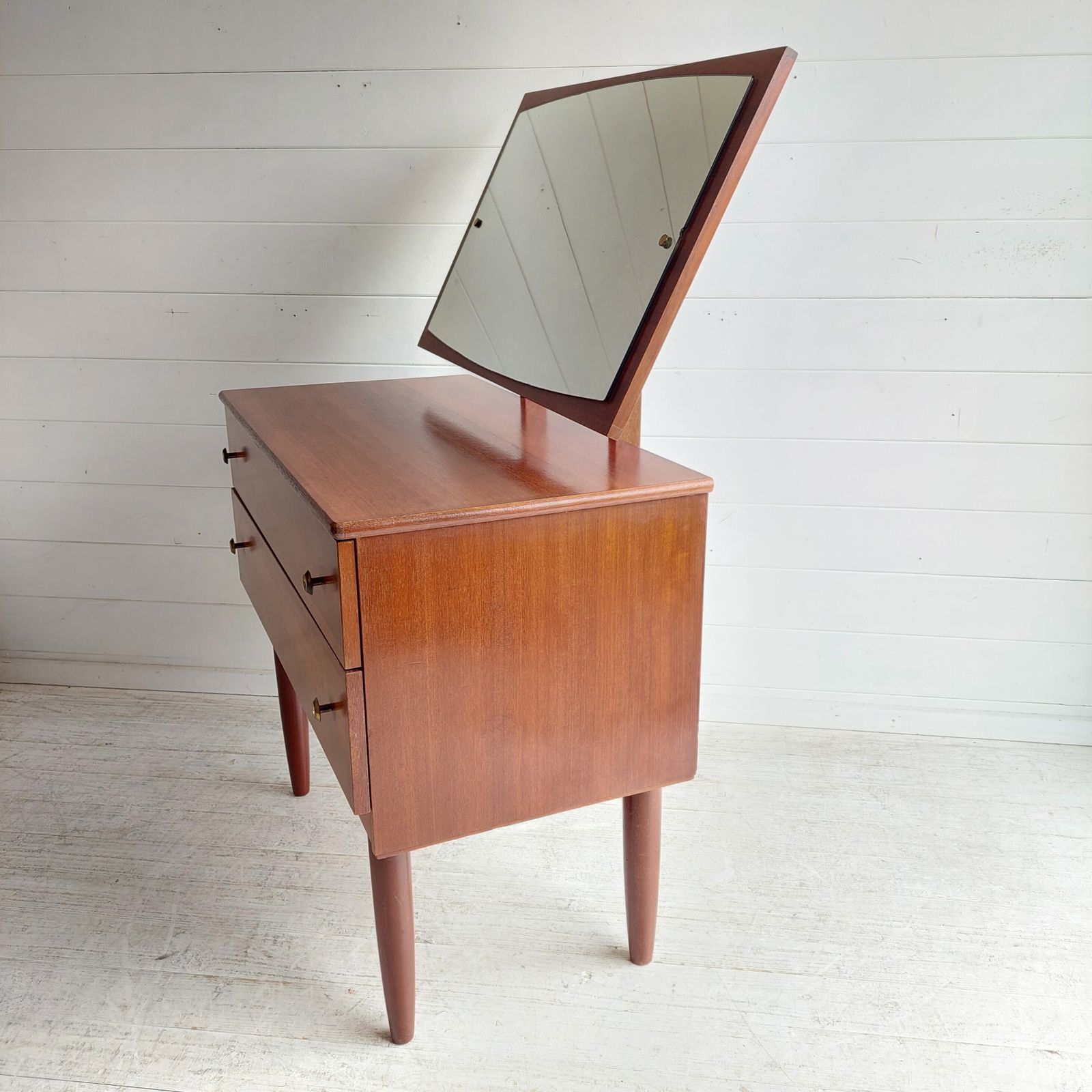 Mid Century Teak Chest Of Drawers With Mirror Scandinavian Dresser Vanity Unit  Side Table 60s photo 325.0