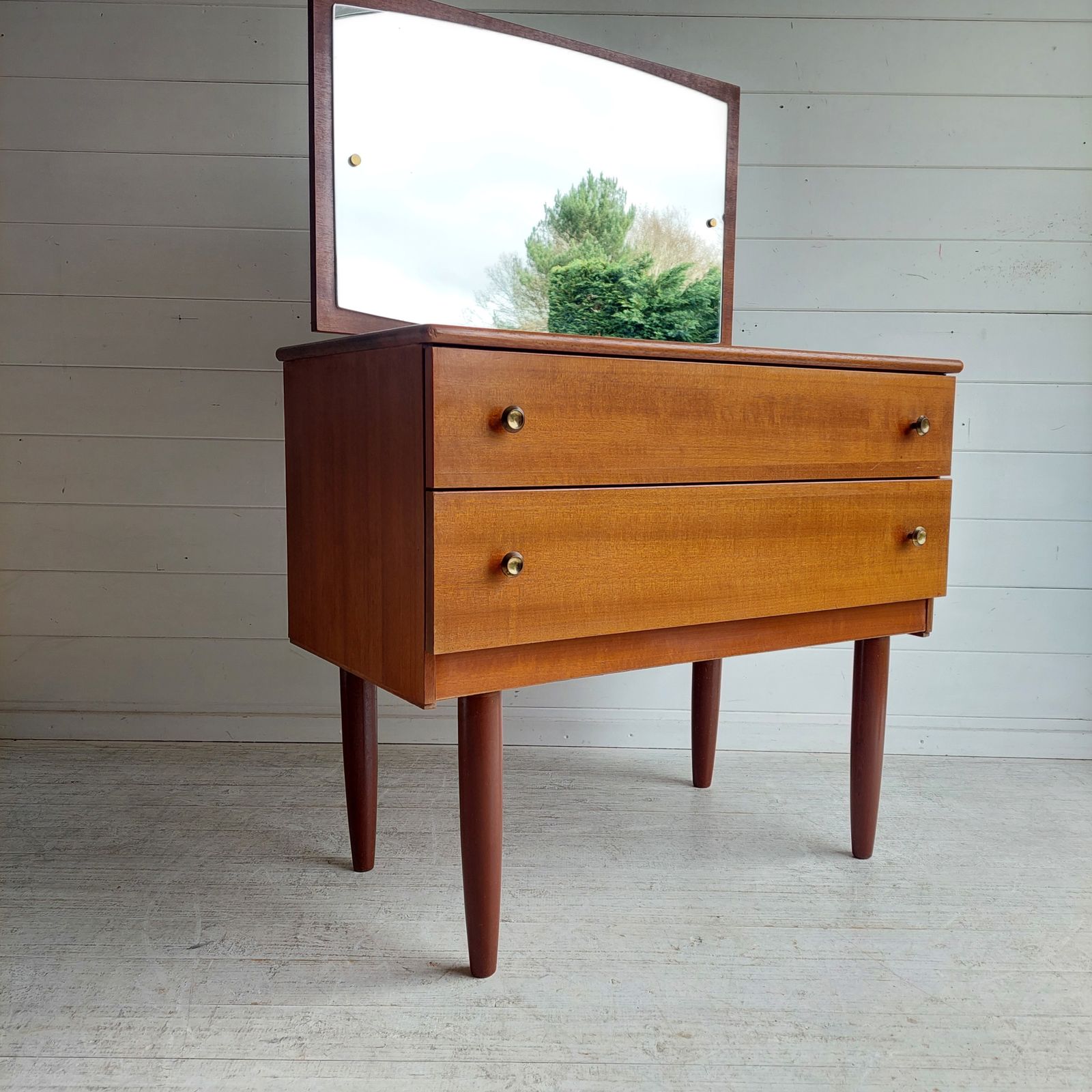 Mid Century Teak Chest Of Drawers With Mirror Scandinavian Dresser Vanity Unit  Side Table 60s photo Furniture