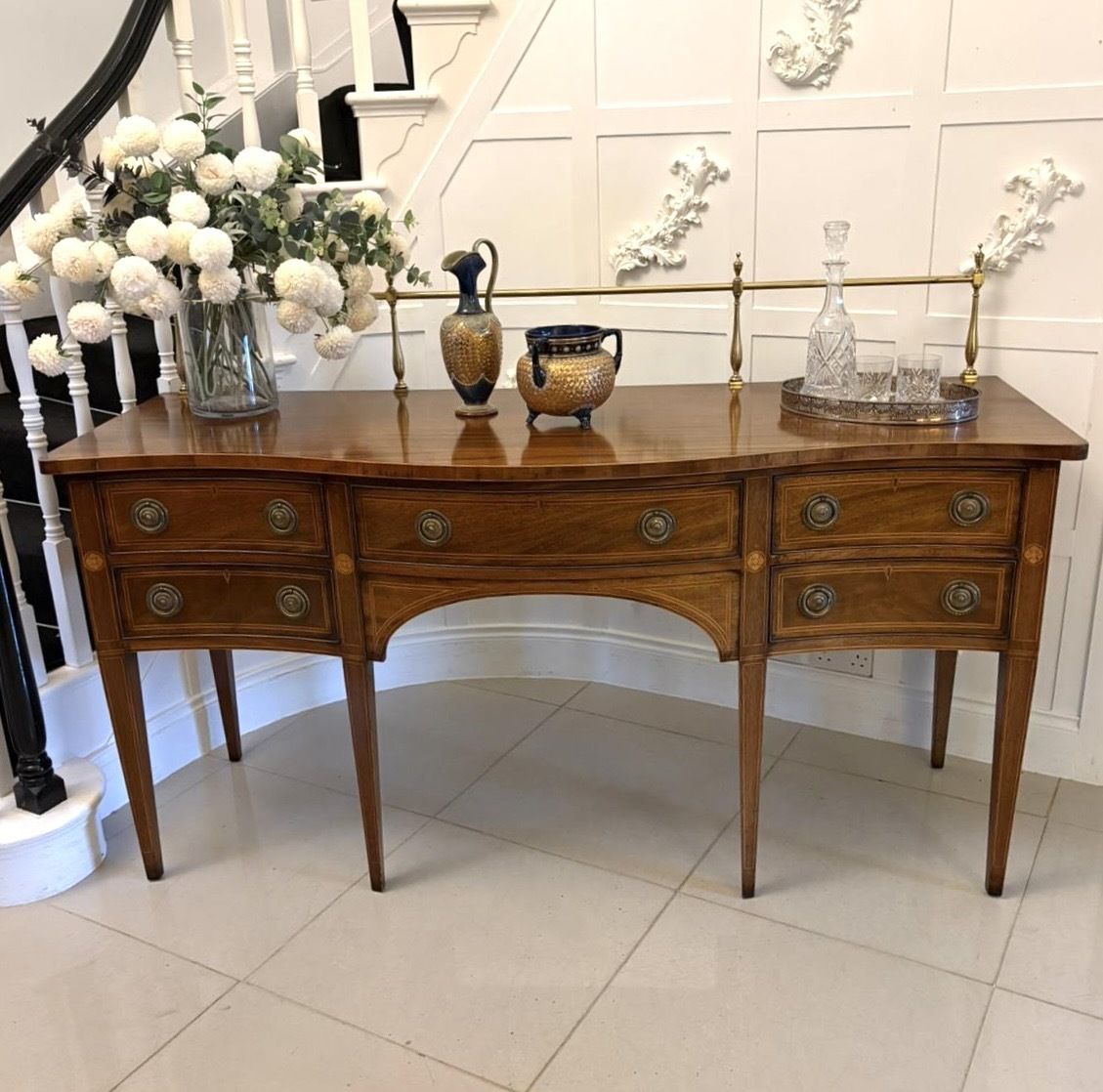 Antique Early 20th Century Figured Mahogany Serpentine Sideboard photo furniture