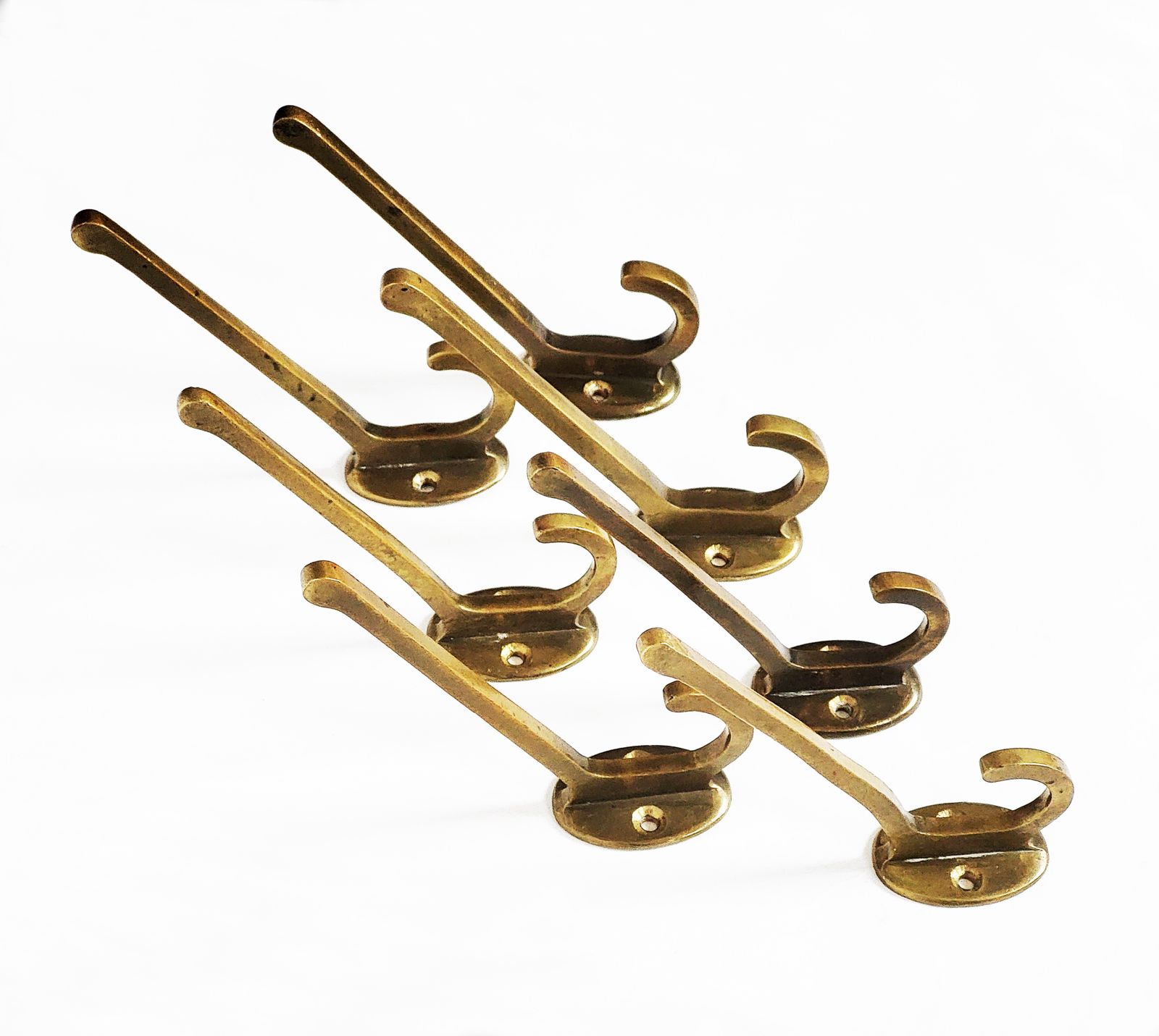 photo vintage Viennese Art Nouveau Brass Wall Hooks, 1900s, Set Of 7