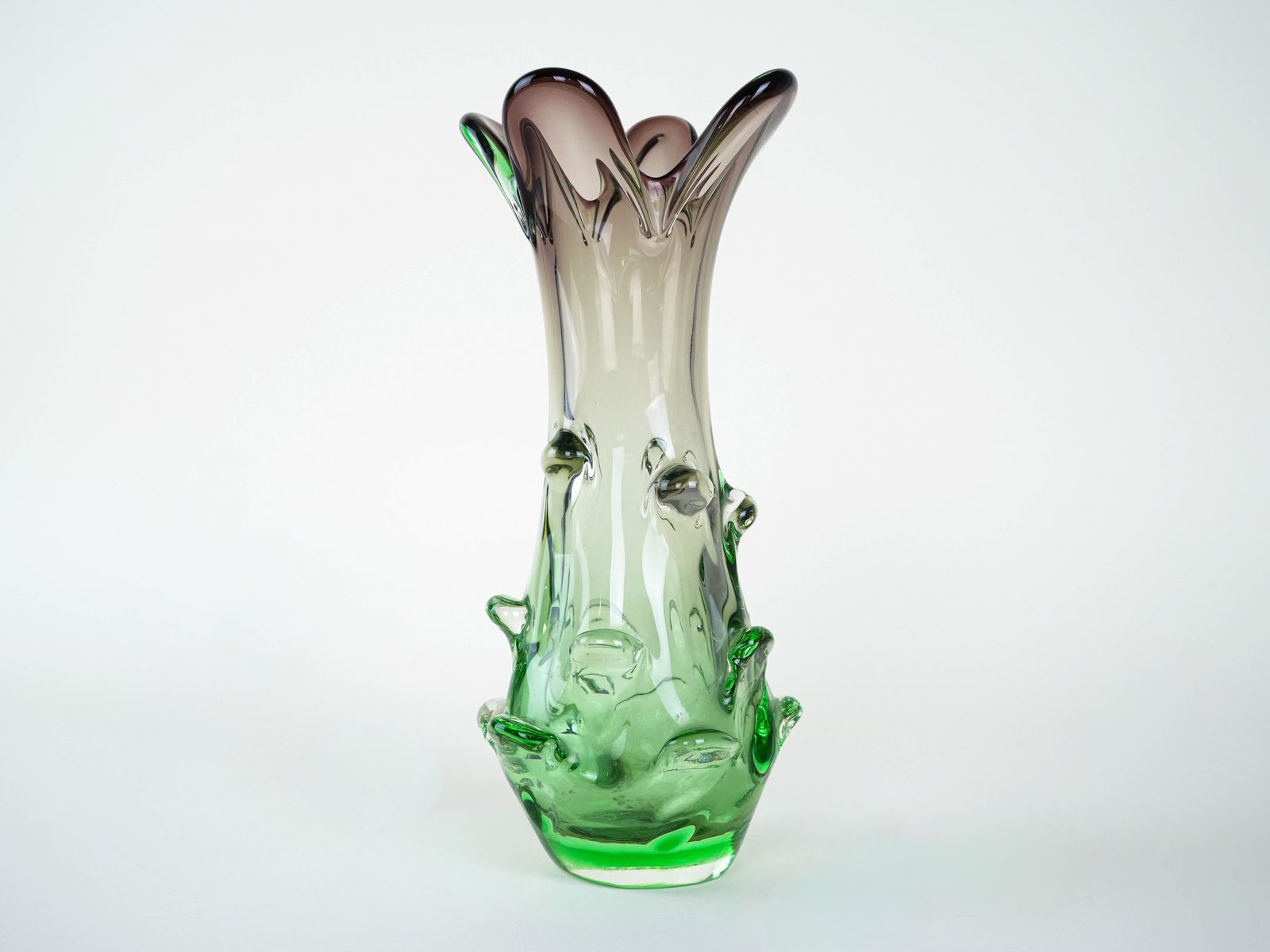 Groene Vaas, Murano Glas, Ca. Jaren 1960, Gemaakt In Italië photo buy