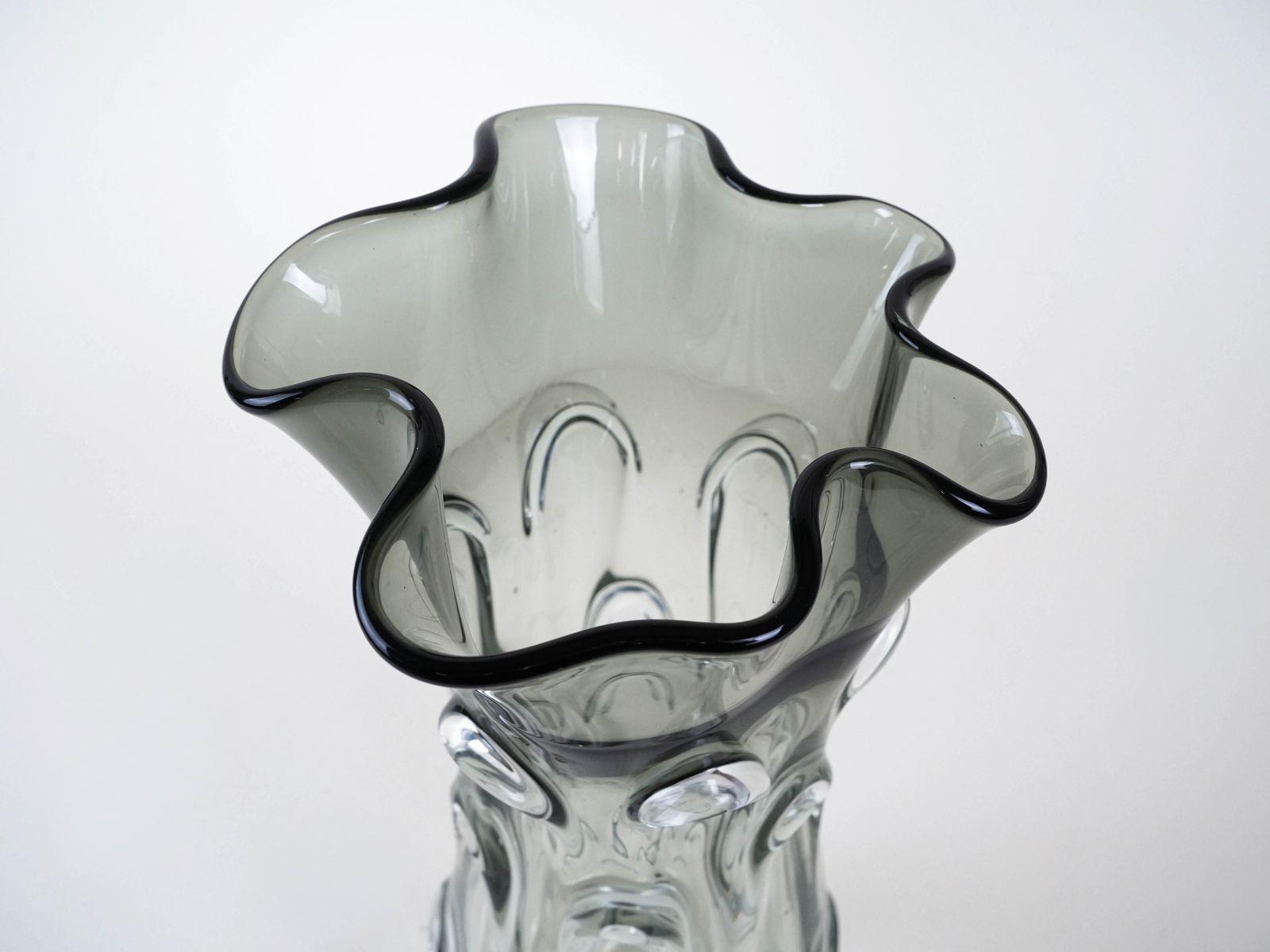 Grey Vase, Murano Glass, 1960s, Made In Italy photo vintage
