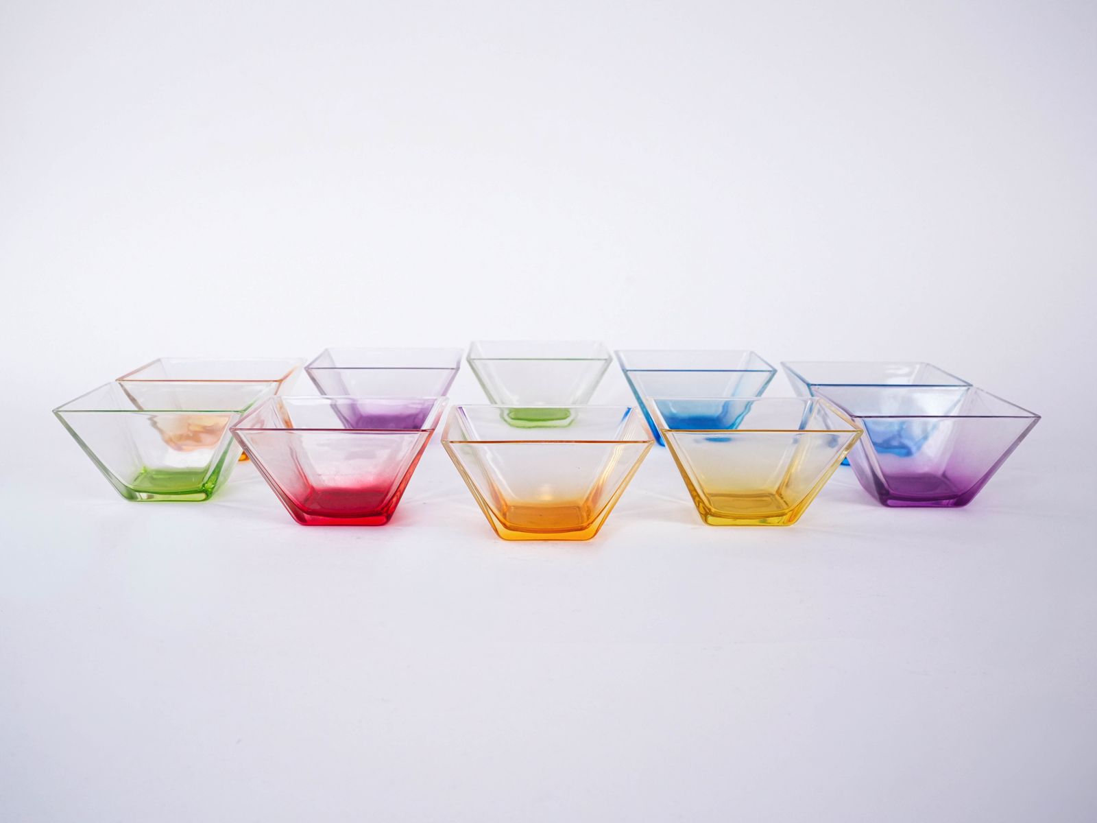 Set Of Square Glass Bowls, Italian Design, 1980s, Made In Italy photo Home Decor