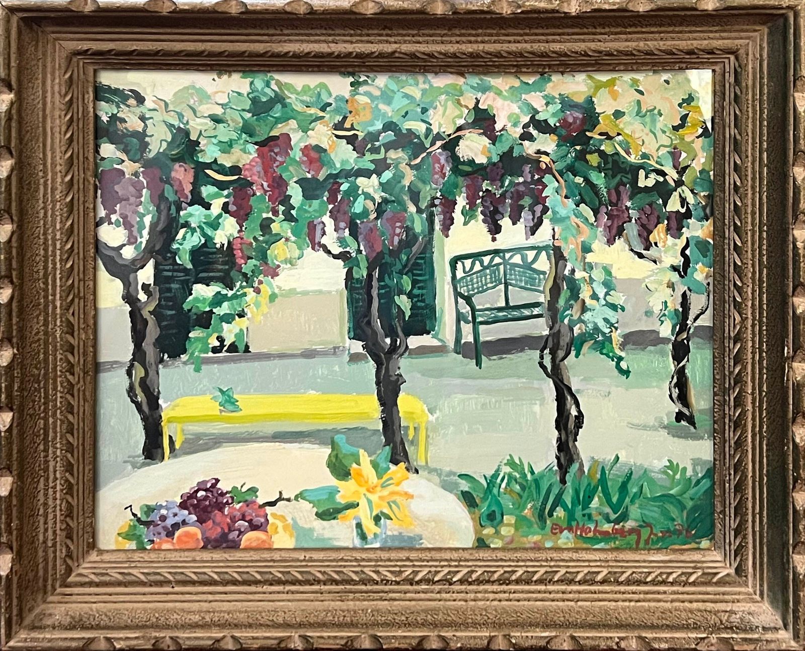 'Table Of Fruit Under A Pergola' By 20th Century Swedish School