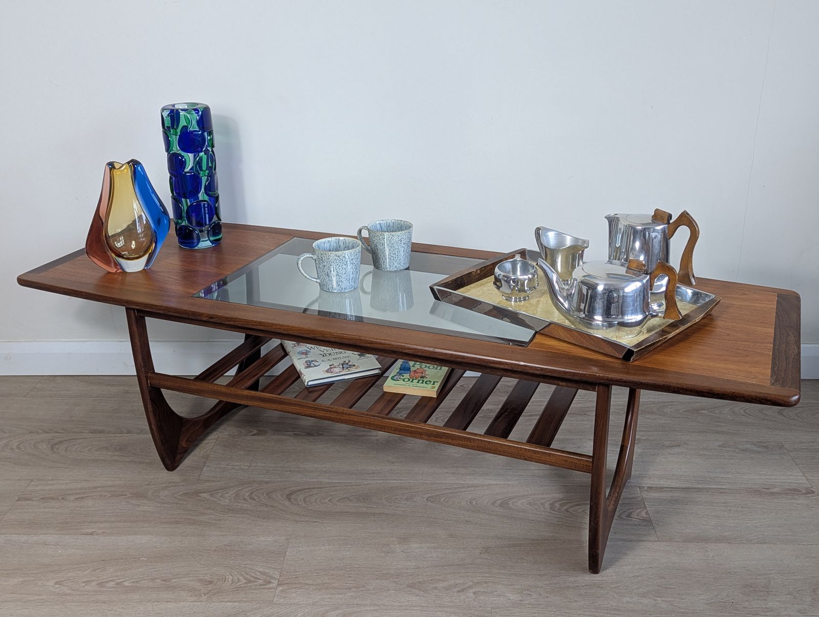 G Plan “Long John” Teak & Glass Coffee Table With Slatted Undershelf Rare Find | Mid Century Modern (C.1960s–70s) photo 699.98