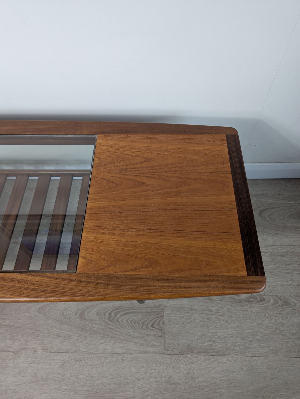 Furniture G Plan “Long John” Teak & Glass Coffee Table With Slatted Undershelf Rare Find | Mid Century Modern (C.1960s–70s) photo