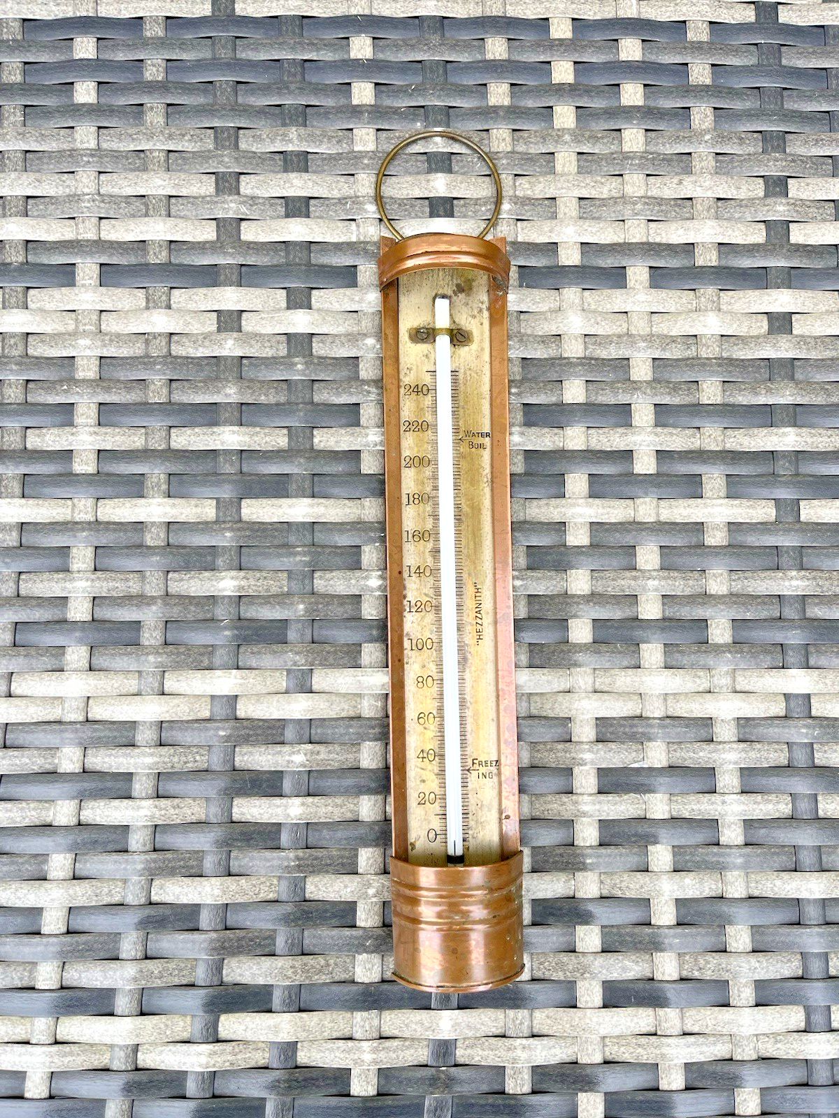 Antique 1930's Scientific Hezzanith Copper Fahrenheit Thermometer Meteorological photo vinterior