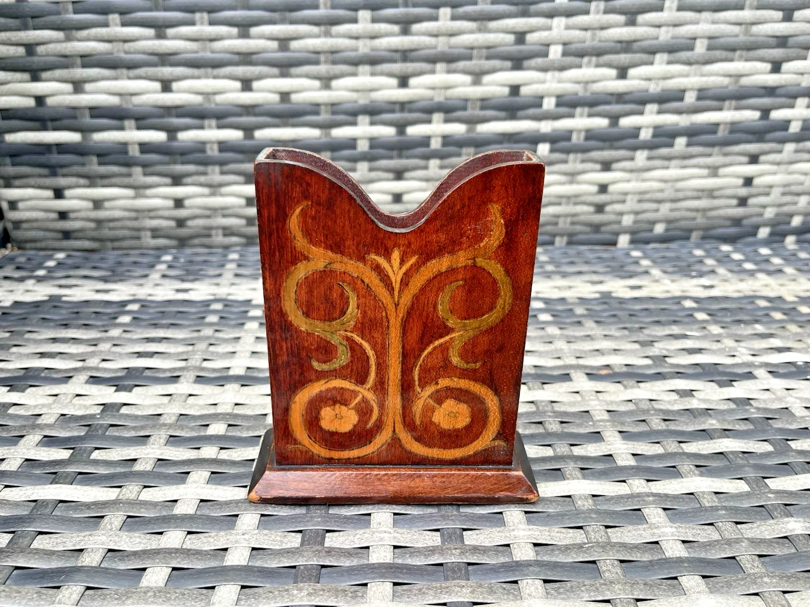 Antique Edwardian Art Nouveau Wooden Pokerwork Floral Desk Office Letter Rack photo furniture