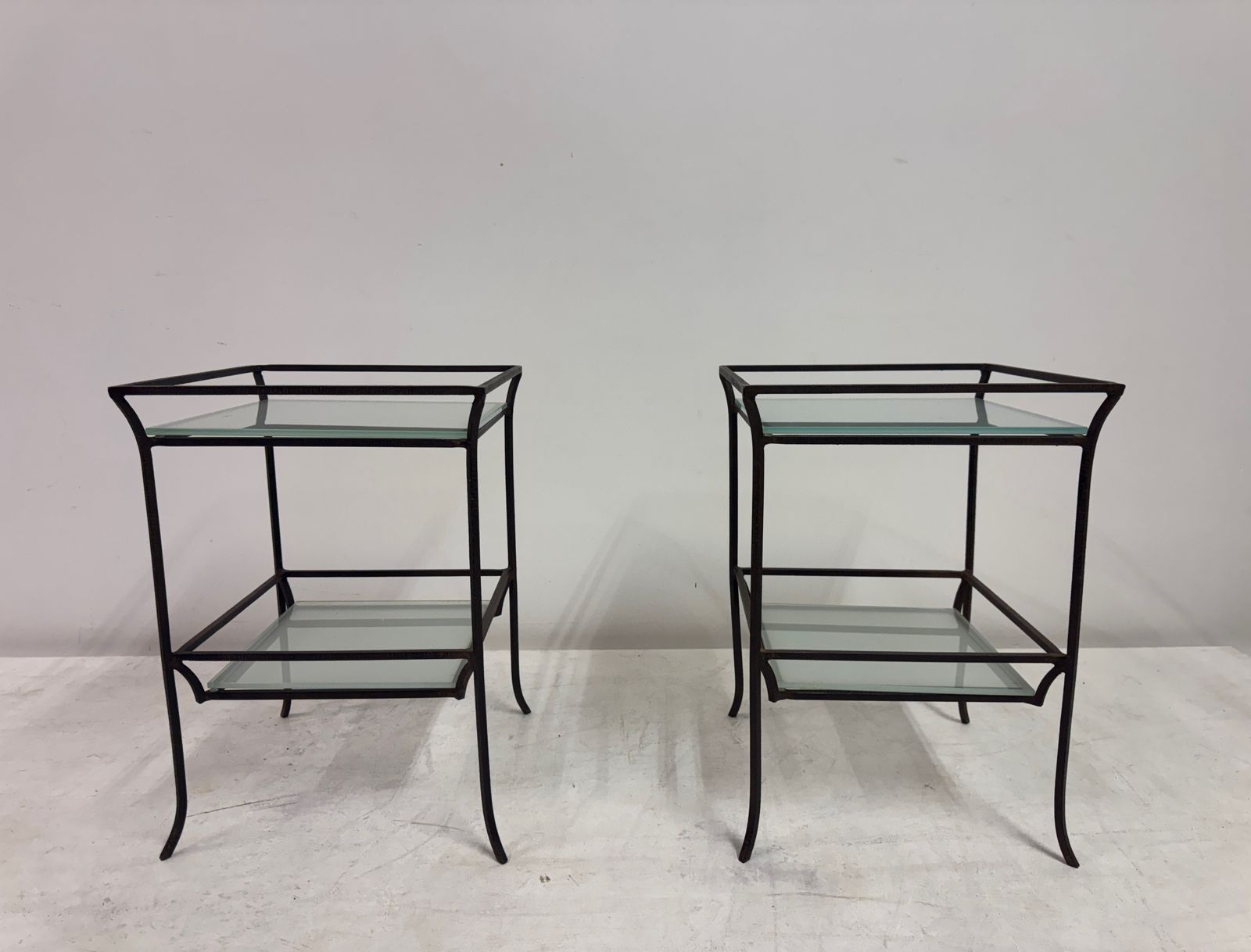 Pair Of French Two Tier Wrought Iron Side Tables photo furniture