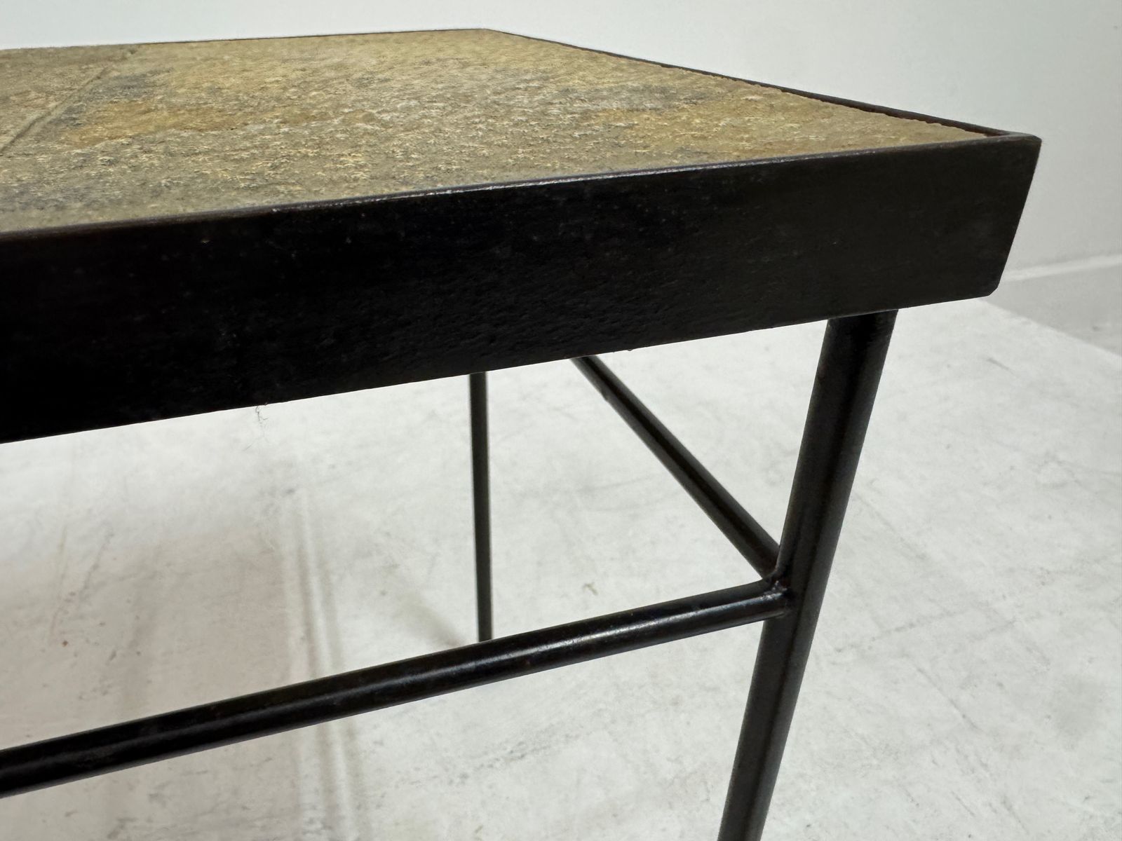 photo furniture 1960s French Stone Tile Topped Coffee Table