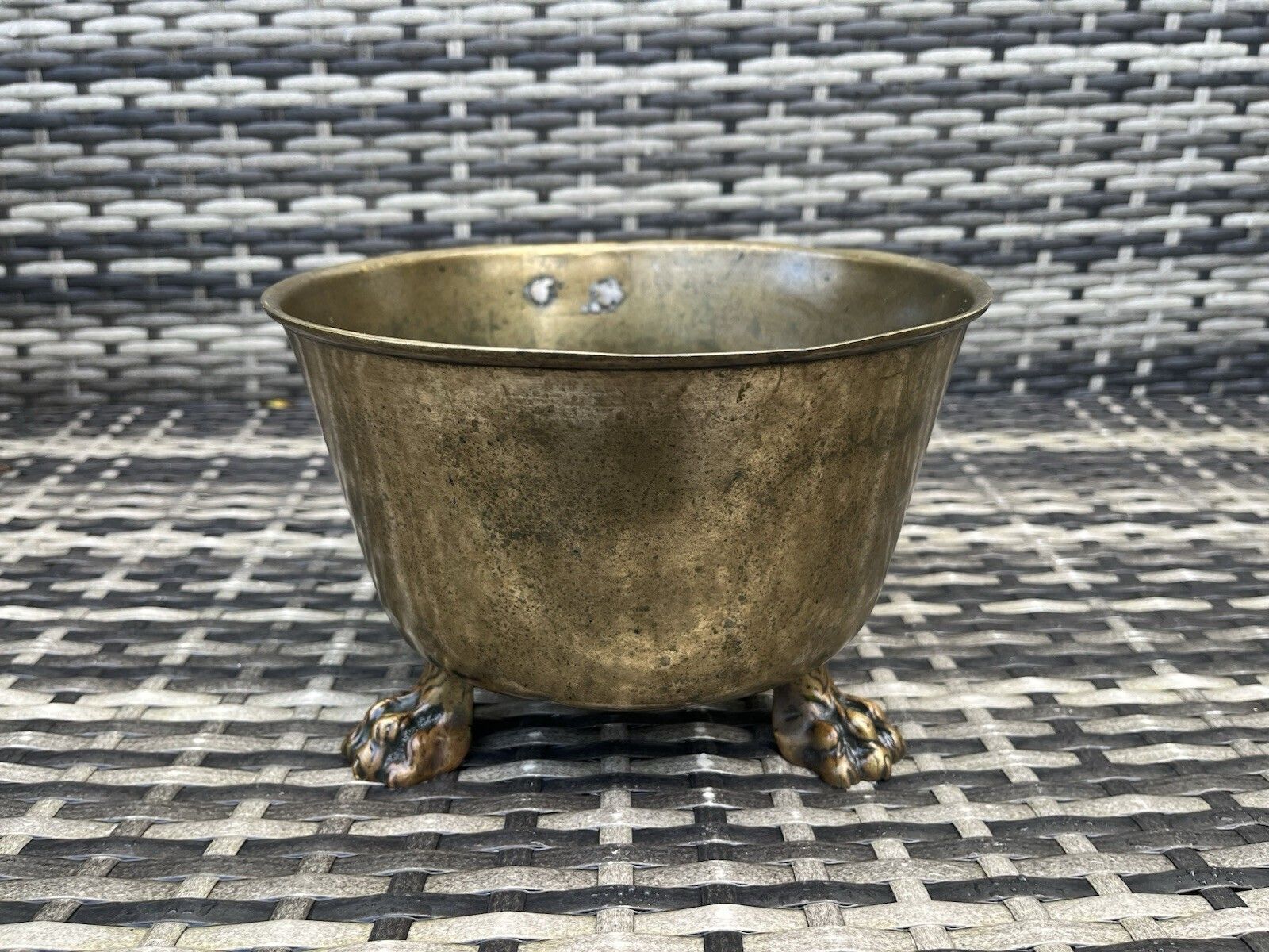 Quality Antique Bronze Brass Lions Foot Planter Plant Pot Jardiniere Cachepot photo buy