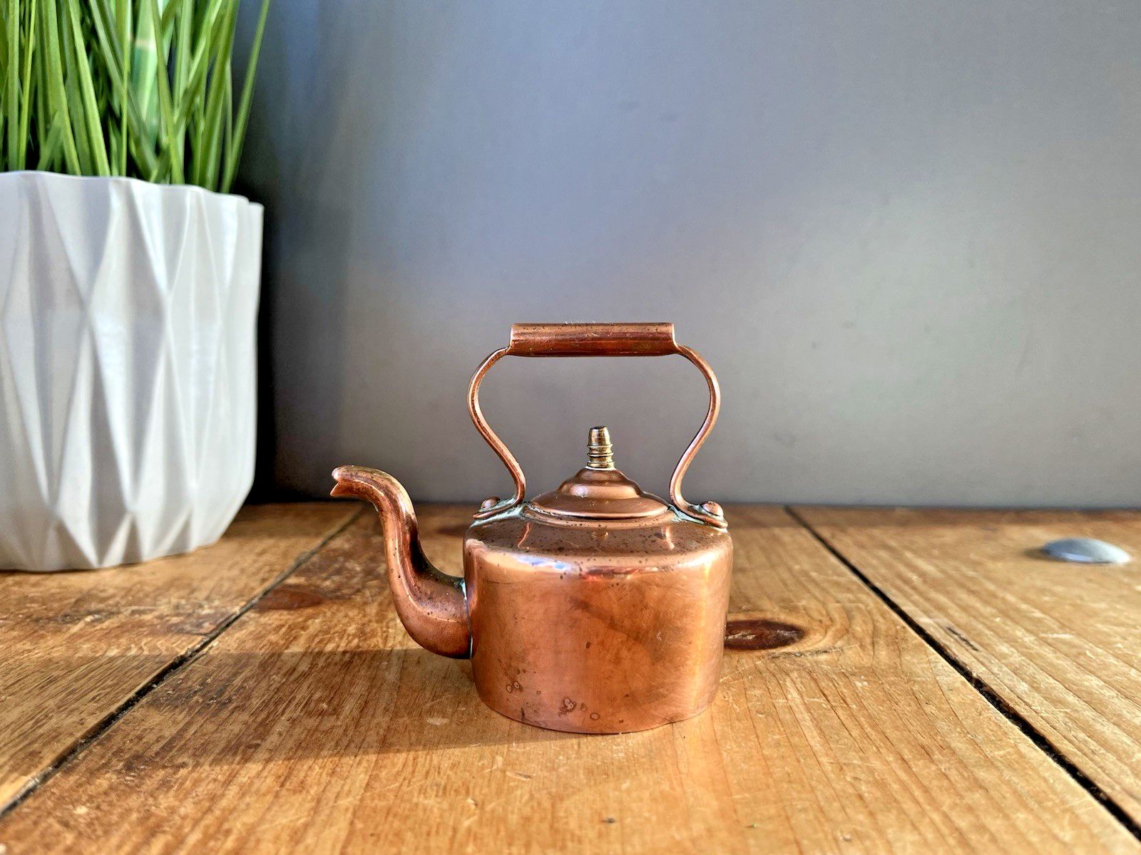 Antique Victorian Miniature Salesmans Sample English Copper Fireside Kettle 19th photo furniture