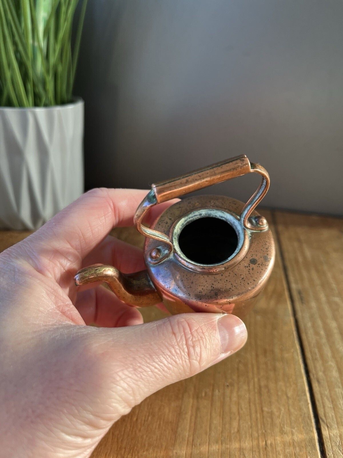 Antique Victorian Miniature Salesmans Sample English Copper Fireside Kettle 19th photo vintage
