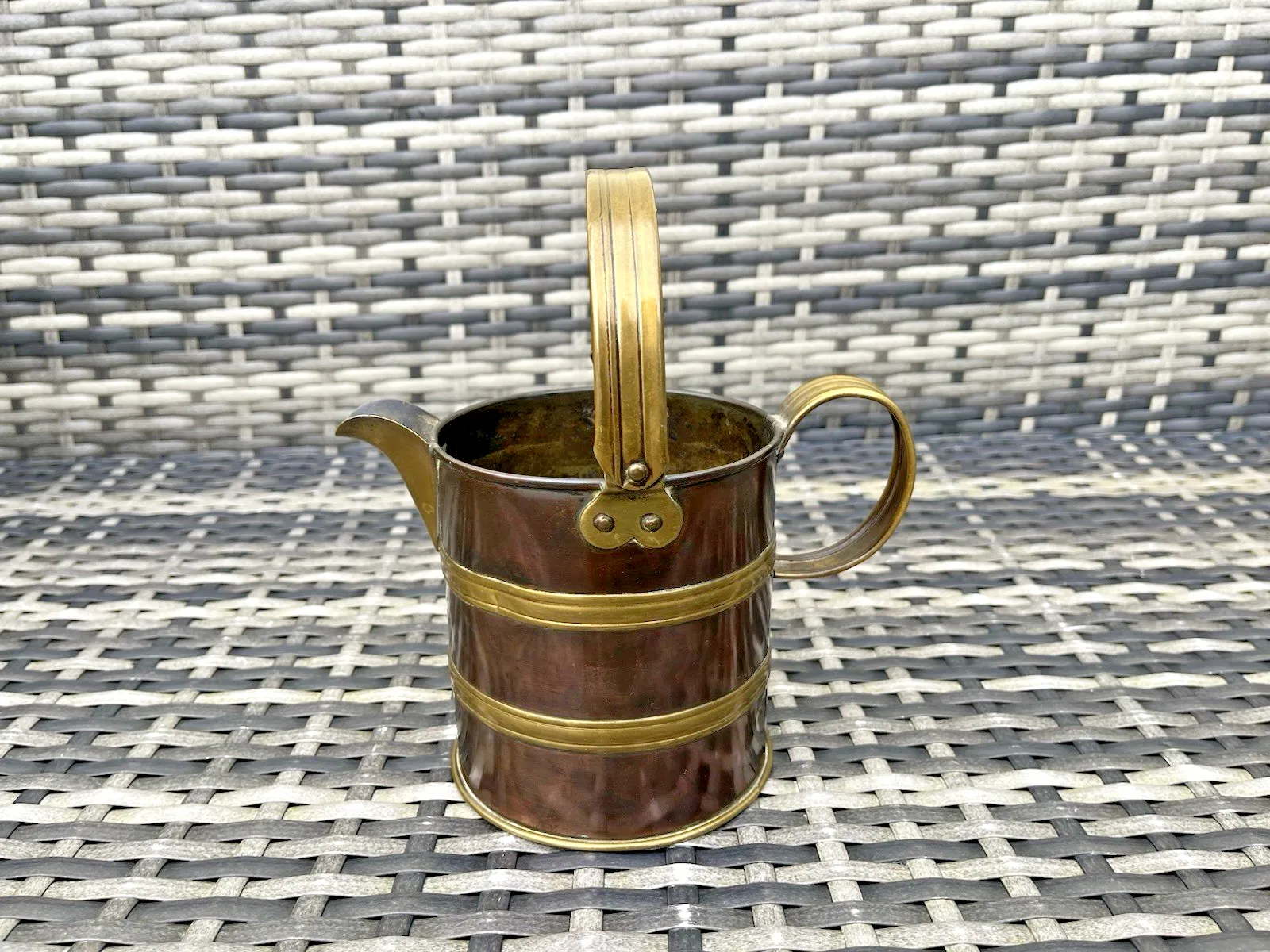 Antique Victorian Copper & Brass Milk Dairy Bucket / Watering Can Jug For Plants photo furniture
