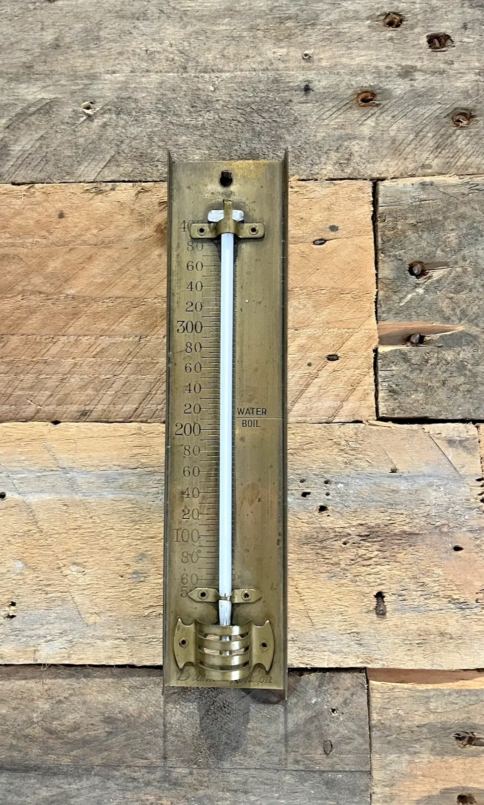 Antique 1920's Scientific Brannan London Brass Fahrenheit Industrial Thermometer photo 55.0