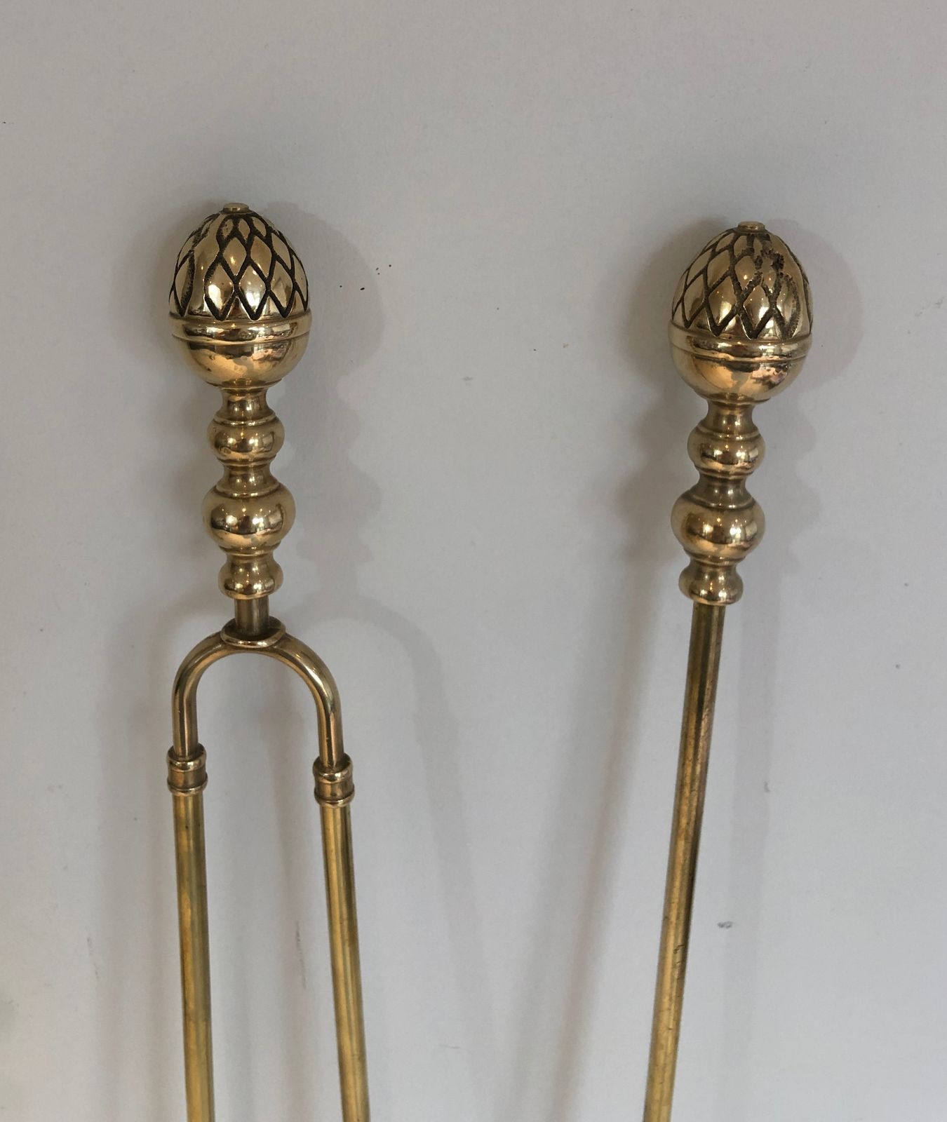 Neoclassical Style Brass Pineapple Fireplace Tools photo buy