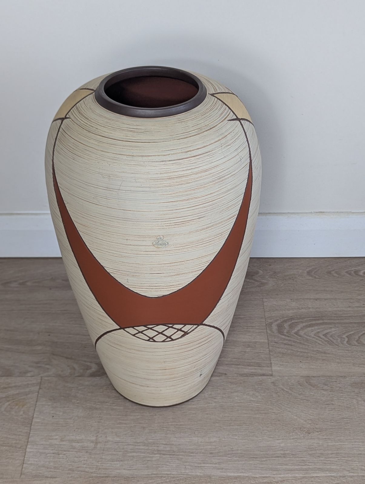 Tall German Floor Vase With Abstract 1950s Designby Franz Schwaderlapp, West Germany, C.1955–65 photo for sale
