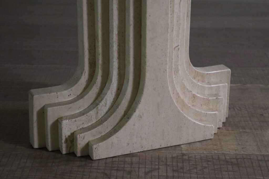 ‘Argo’ Oval Dining Table In Travertine By Carlo Scarpa For Simon Gavina, 1970s photo for sale
