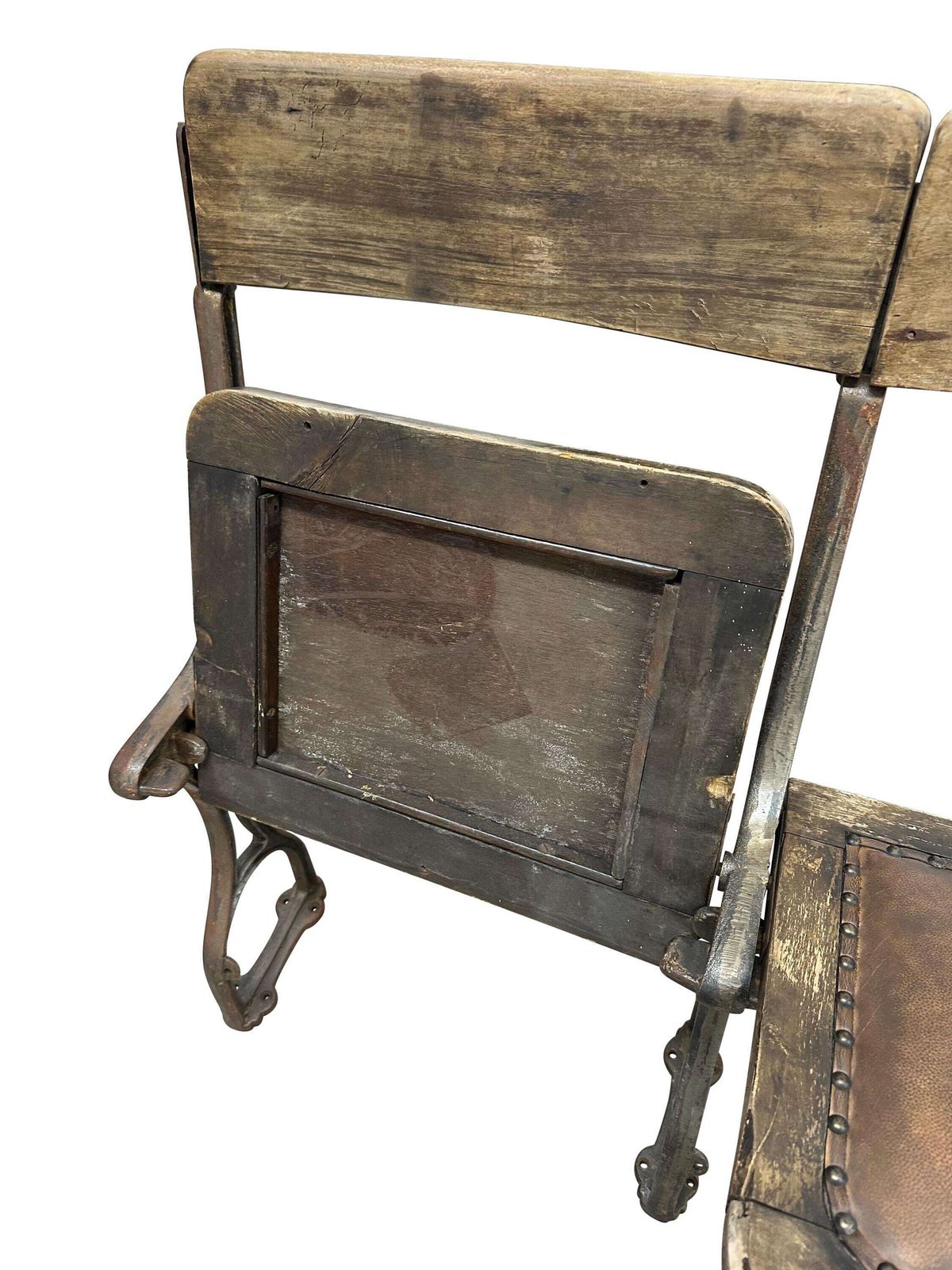 Vintage Set Of 3 Folding Cinema Chairs   Art Deco Opera Theatre Seats With Cast Iron Frame photo vintage