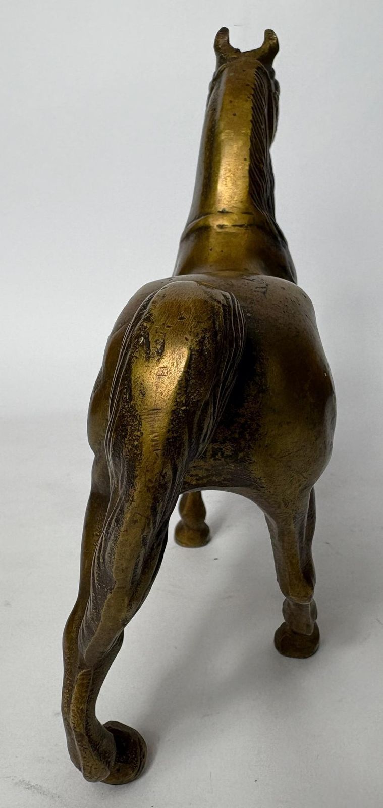 Pair Of Antique Cast Brass Horse Figures (C. 1880–1920) – Heavy Equestrian Mantel Ornaments – 21cm photo 220.0