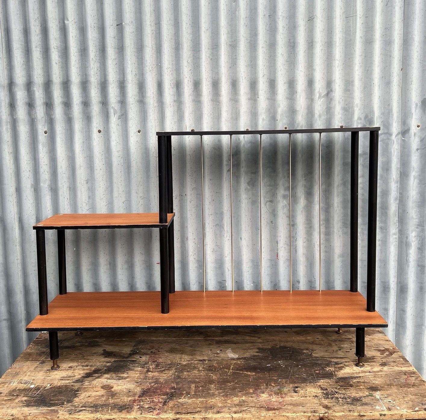 Vintage Teak Mid Century Free Standing Shelving Unit Book Case Display 60s 70s photo for sale